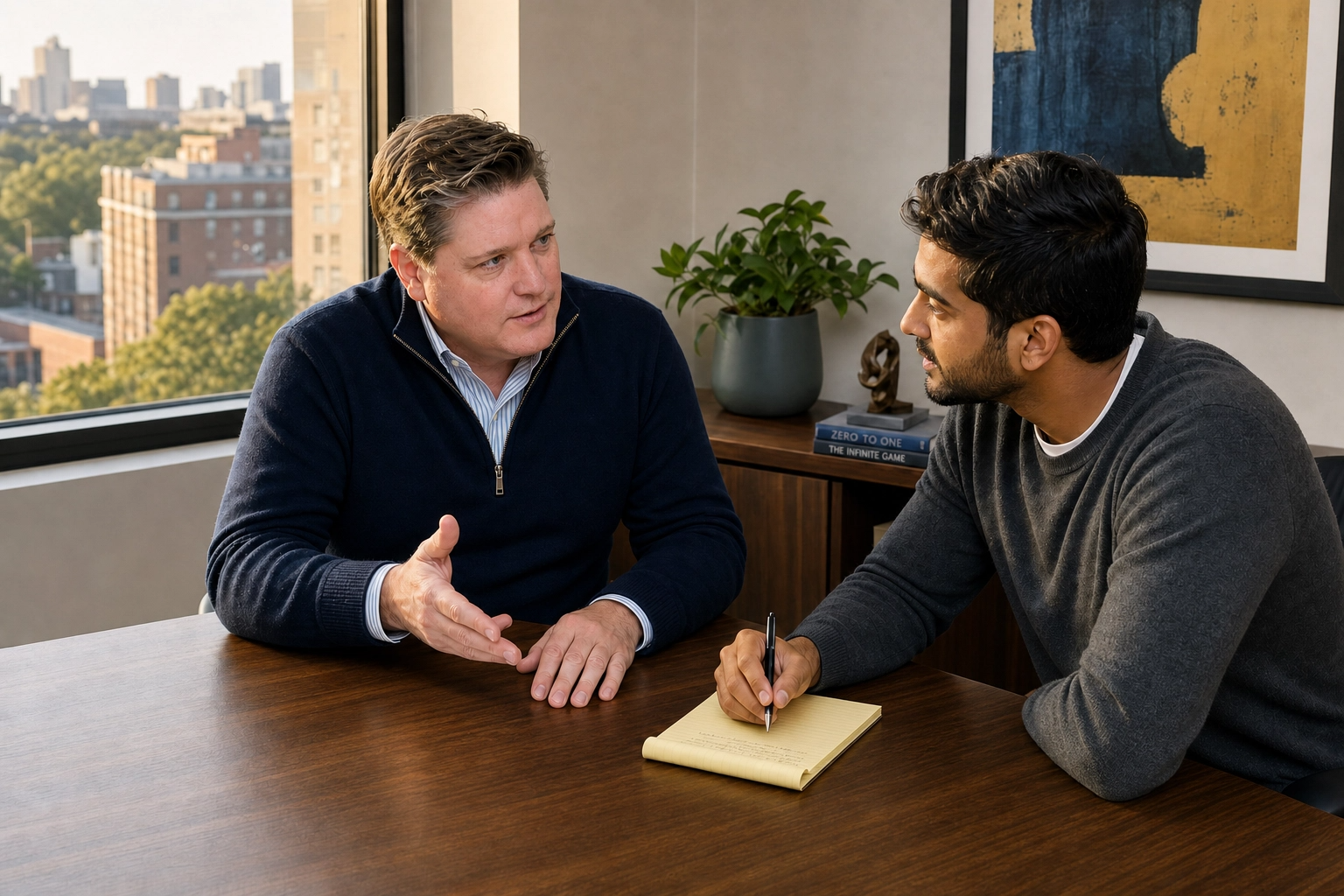 Startup founders reviewing SAFE notes and early-stage funding documents